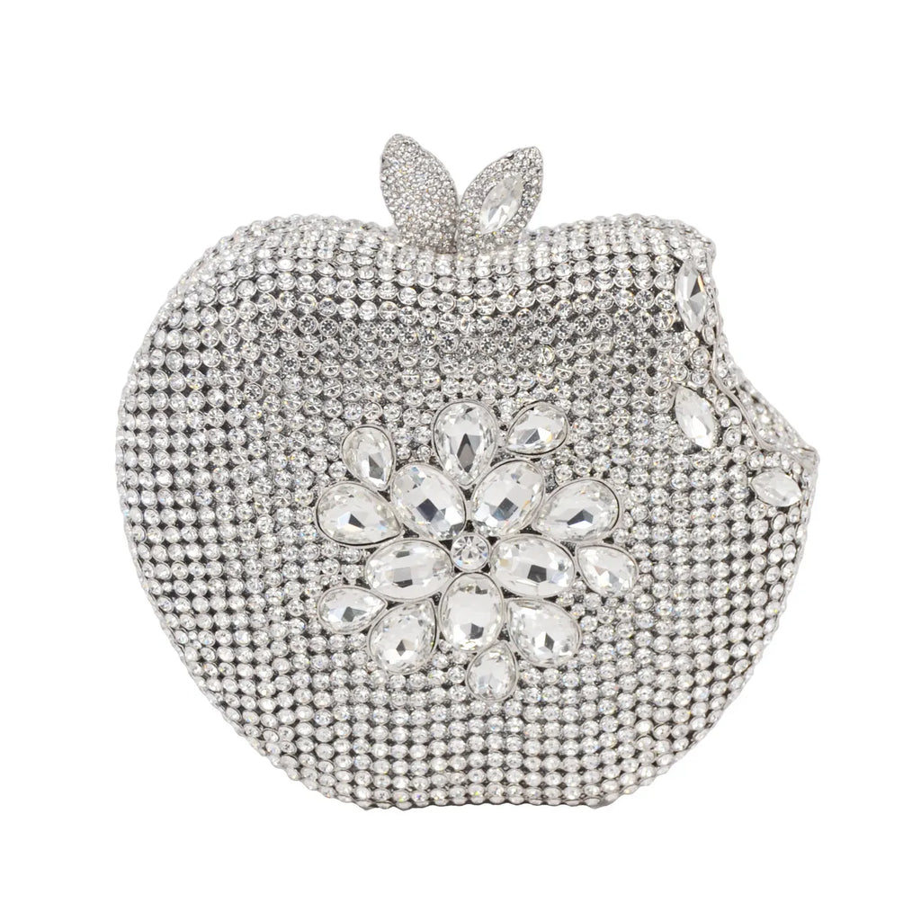 KHNMEET-Maçã Rosa Bolsa Noite para Mulheres, Diamante De Cristal, Embreagem De Festa, Saco De Luxo De Casamento, Moda De Frutas, Bolsa Das Senhoras, SC146