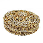 Boutique de fgg (em estoque) redondo circular oco para fora das mulheres cristal embreagem noite minaudiere saco casamento bolsa nupcial