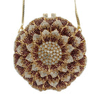 Bolsa de noite de casamento feminina de cristal brilhante em forma de girassol de luxo mais vendida.