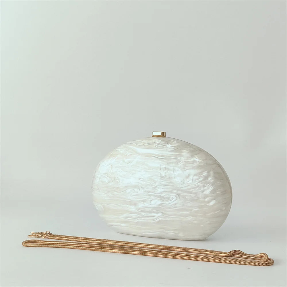 Meia redonda mármore bege sereia série branco pérola efeito casca dura saco vestido de casamento bolsa noiva com praia bolsa de noite