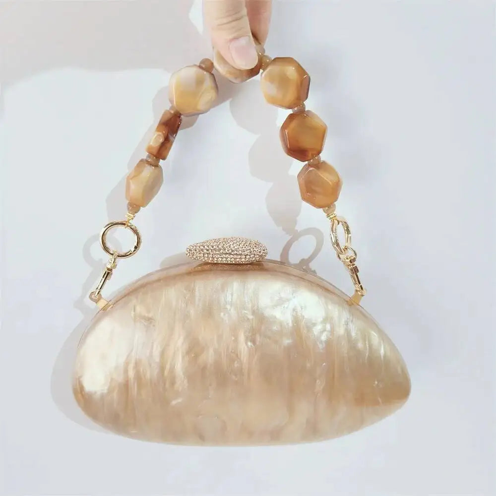 Oval areia nu pérola acrílico caixa feminina saco do mensageiro bolsa de casamento europeu elegante noite bonito verão pro casual saco embreagem