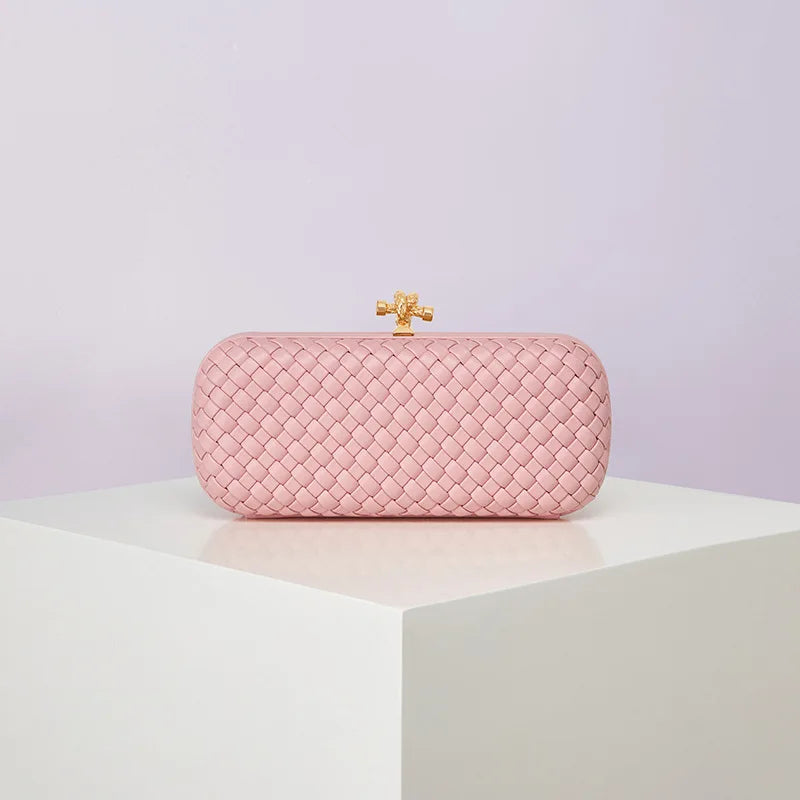 Bolsa Transversal B Home de PU Trançado, Bolsa de Ombro ande com Corrente, Estilo Europeu Moderno, Superfície ia, Cor Pura