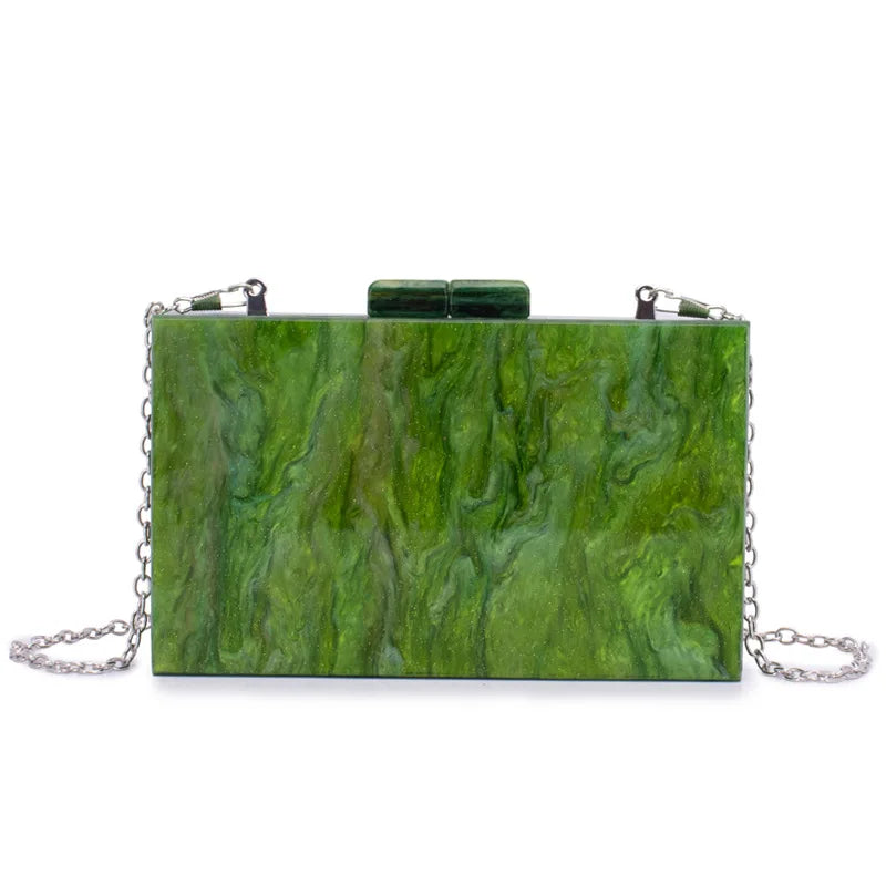 Bolsa Transversal de Acrílico Brilhante Galáxia para Mulheres, Design Moderno com Padrão Mármore, Formato de Caixa, Uso Diário, Capa Rígida Magnética...
