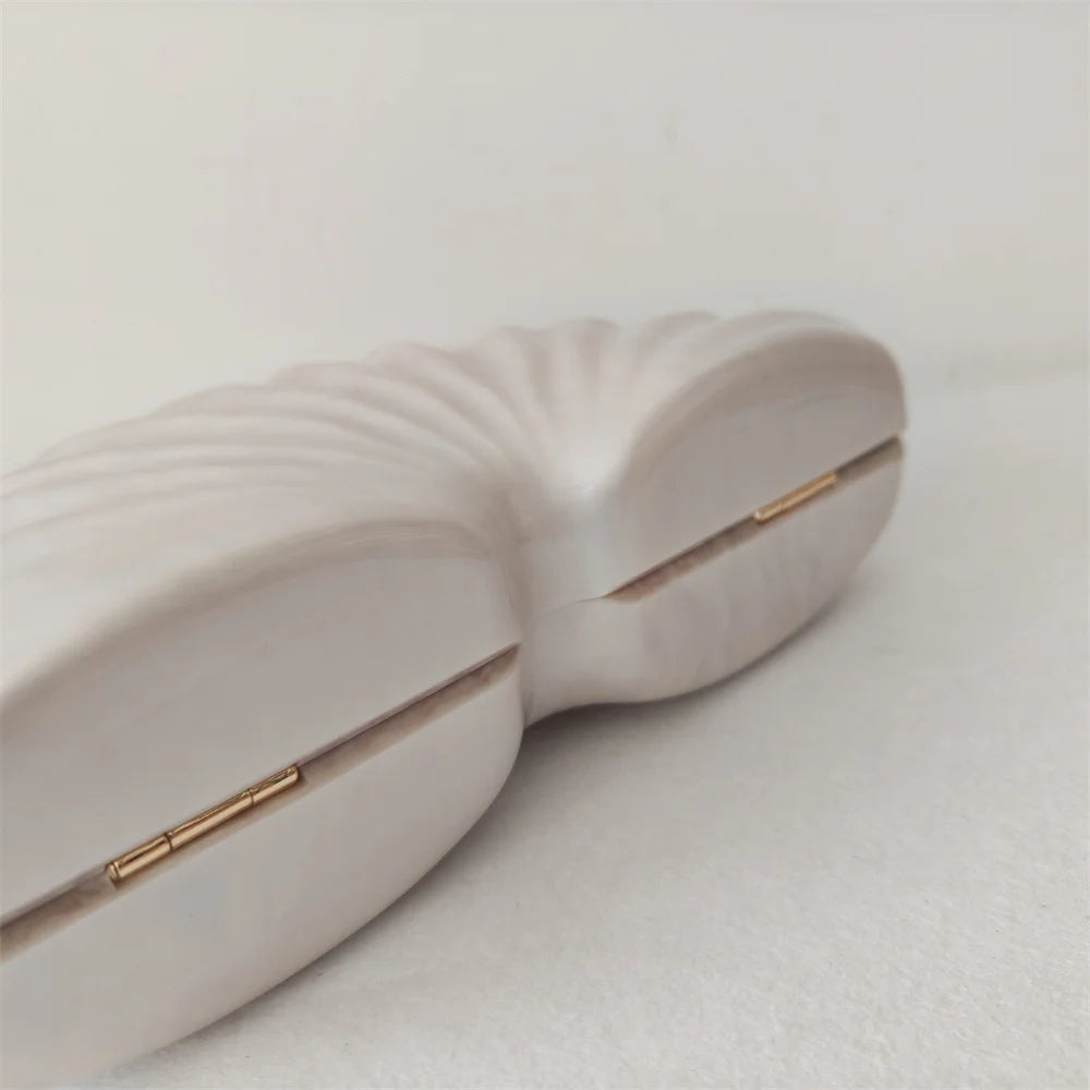 Original concha metade do quarto acrílico frisado saco caixa embreagens festa noite bolsa feminina ombro viagem praia mini bolsas de verão