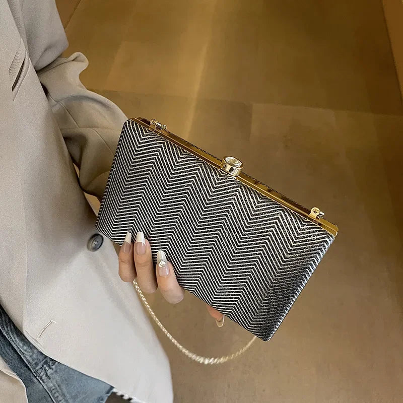 Elegante jantar saco de embreagem bolsa de ombro feminino brilhante grampo de cabelo pequena caixa de maquiagem nova 2025 tendência da moda