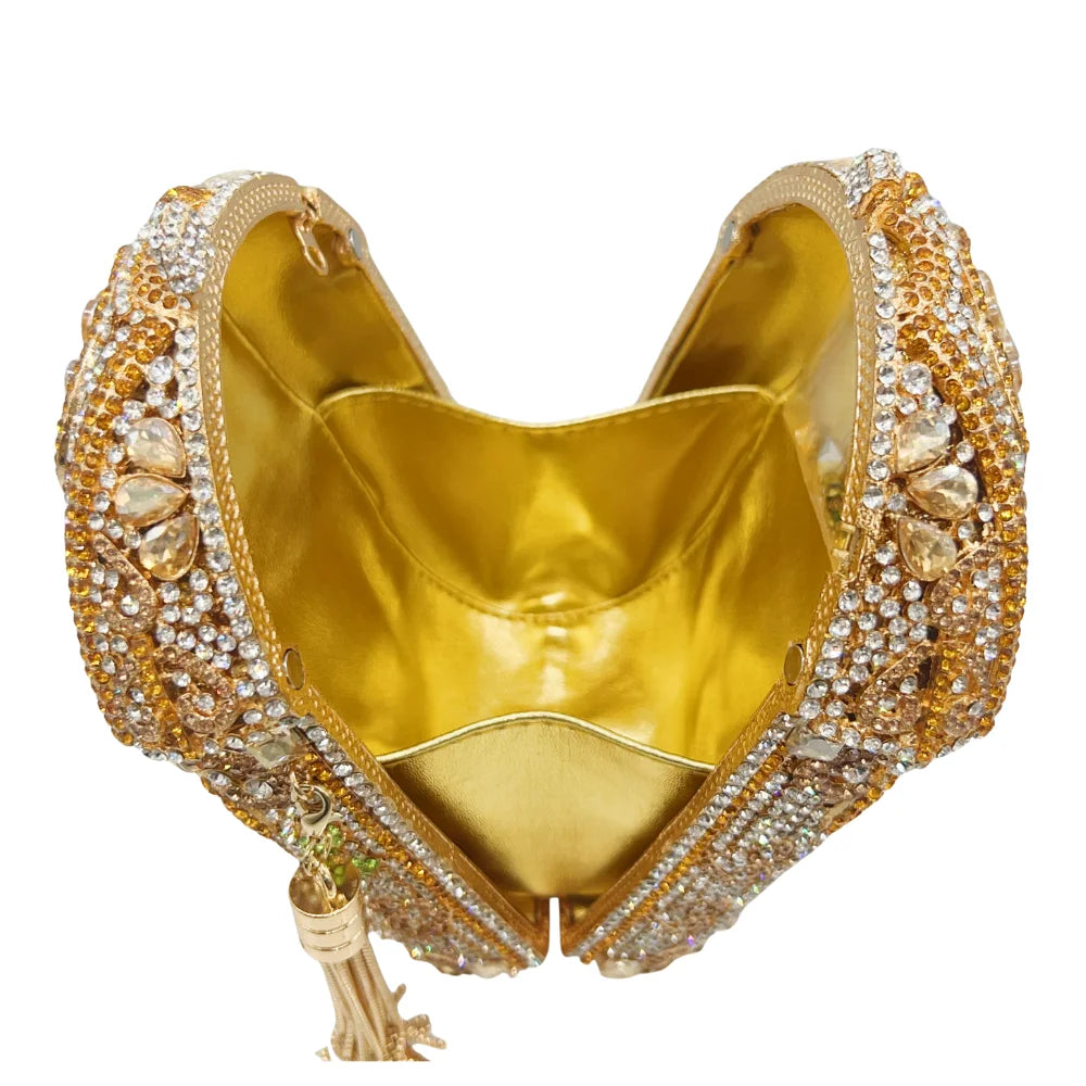 Nova chegou gaiola dourada strass embreagem luxo diamante saco festa pedra bolsa de cristal saco noite bolsa feminina
