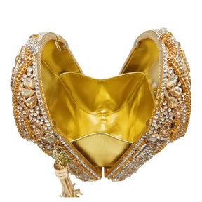 Nova chegou gaiola dourada strass embreagem luxo diamante saco festa pedra bolsa de cristal saco noite bolsa feminina