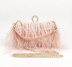 Venda quente frisado borla bolsa de embreagem diamante pérola sacos noite festa casamento bolsa embreagem corrente metal sacos ombro