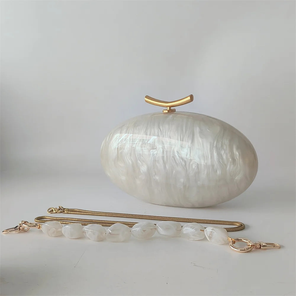 Pérola senhora marcas mulher festa bolsa de casamento acrílico saco crossbody ombro embreagem noite oval feminino concha bolsas femininas