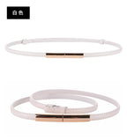 Novo cinto fino de luxo feminino moda doce cor couro genuíno fivela de ouro para vestido jeans decorativo senhora cintura