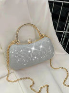 Mini bolsa de noite brilhante, bolsa com corrente de strass, bolsa de banquete com glitter de luxo, perfeita para festa, casamento, baile, jantar/banquete
