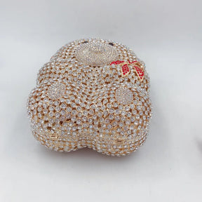 Urso de pelúcia dos desenhos animados strass saco vazio metal cristal jantar artesanal diamante bolsa feminina acessível glitter acolchoado crossbody