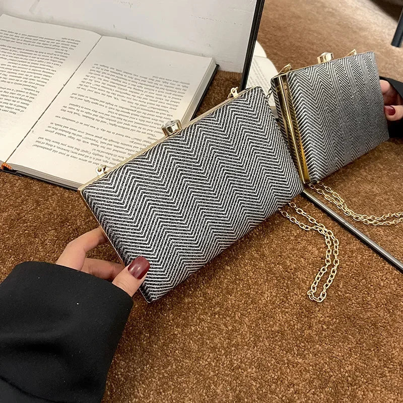 Elegante jantar saco de embreagem bolsa de ombro feminino brilhante grampo de cabelo pequena caixa de maquiagem nova 2025 tendência da moda