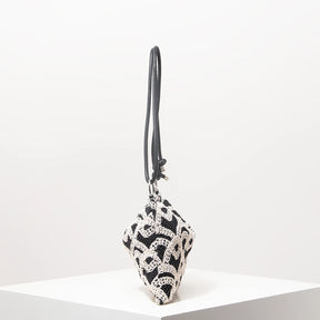 Sacolas de ombro de tricô oco com padrão para mulheres, bolsas de praia boho para mulheres, roupas de férias, bolsa de guê (padrão aleatório)