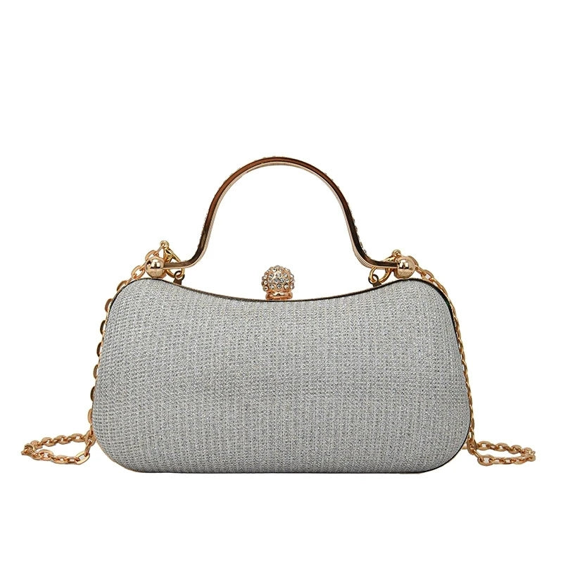 Mini bolsa de noite brilhante, bolsa com corrente de strass, bolsa de banquete com glitter de luxo, perfeita para festa, casamento, baile, jantar/banquete