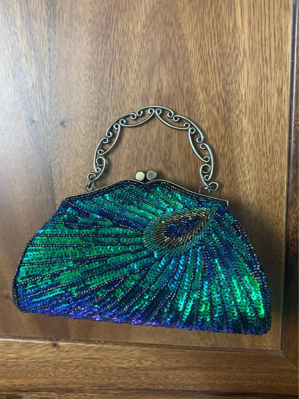 Bolsa retrô crossbody com miçangas brilhantes, para noite, cheongsam, bolsa de nuvem de poliéster macio, formato de zíper, fivela, fechamento, combinação diária