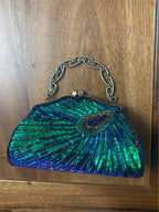 Bolsa retrô crossbody com miçangas brilhantes, para noite, cheongsam, bolsa de nuvem de poliéster macio, formato de zíper, fivela, fechamento, combinação diária