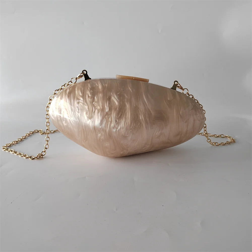 Embreagens de caixa de acrílico branco perolado feminino, mini carteira, forma irregular, festa noturna, viagem, bolsas Gilr, bolsa para mulheres