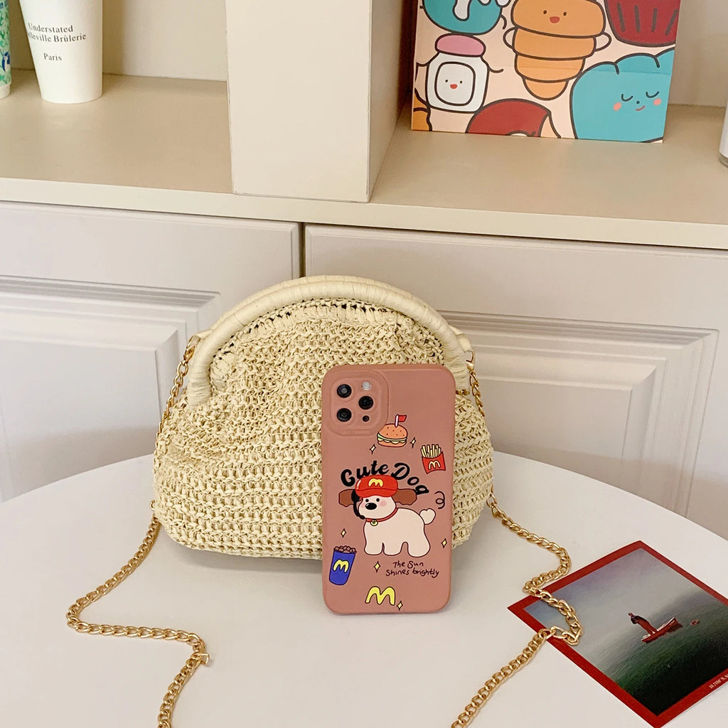 LEFTSIDE Weave Pequenas Bolsas de Ombro de Palha para Mulheres 2025 Novo Verão Bolsa Crossbody Femininas Tecer ​ Bolsas de praia de ráfia