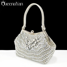 Queena yan bolsa de moda africana elegante diamantes bolsa de mão festa à noite alça confortável alça longa alça de ombro