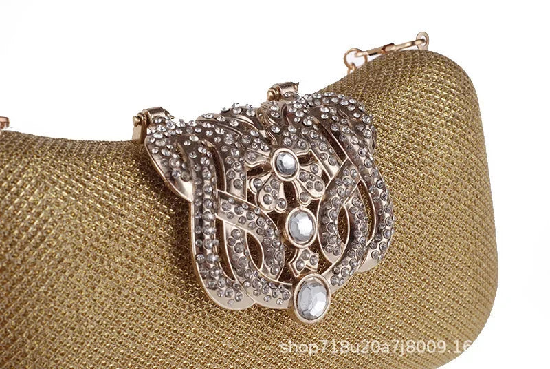 Bolsa de mão feminina embutida com diamante, concha dura, bolsa de noite, ombro, crossbody, corrente, maquiagem, couro pu, compartimento interior