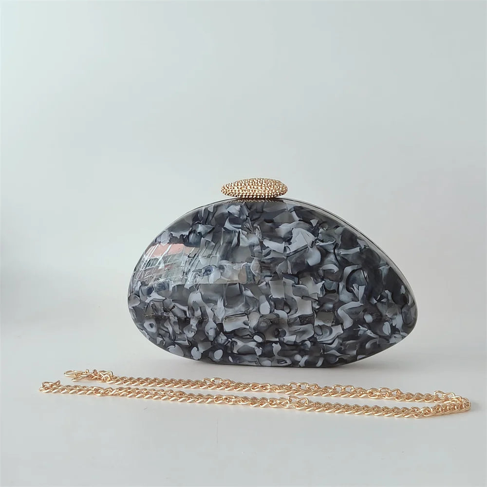 Bolsa de mão oval crossbody concha elegante carteiras de mão femininas sacos de noite ombro nova forma especial bolsas de casamento acrílico