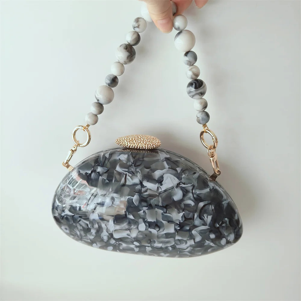 Bolsa de mão oval crossbody concha elegante carteiras de mão femininas sacos de noite ombro nova forma especial bolsas de casamento acrílico