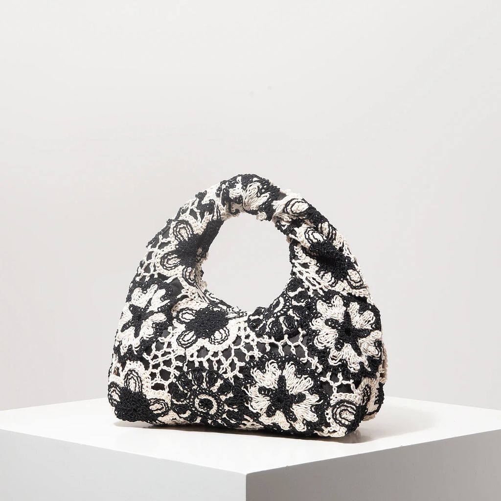 Bolsa de tecido oco com padrão, bolsas de praia boêmia para mulheres, conjunto de crochê, acessórios de praia femininos, Trav Must Haves (padrão aleatório)