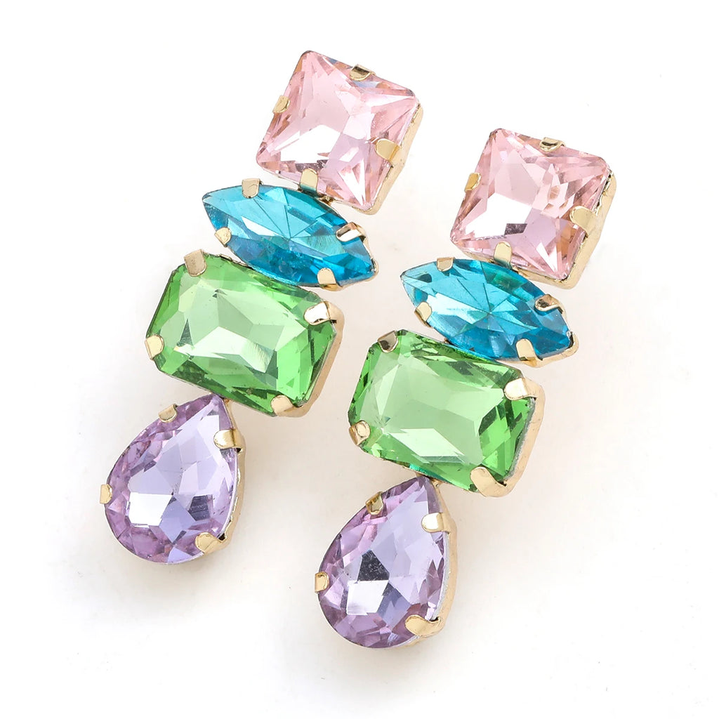 Moda personalidade menina strass gota de água balançar brincos feminino elegante temperamento jóias acessórios