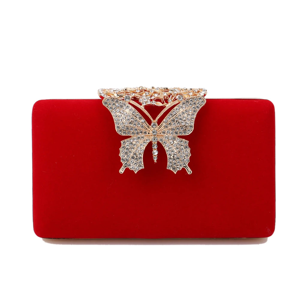 Mulheres sacos de noite borboleta ouro dia embreagem strass ombro corrente festa titular bolsas para moda senhora bolsa