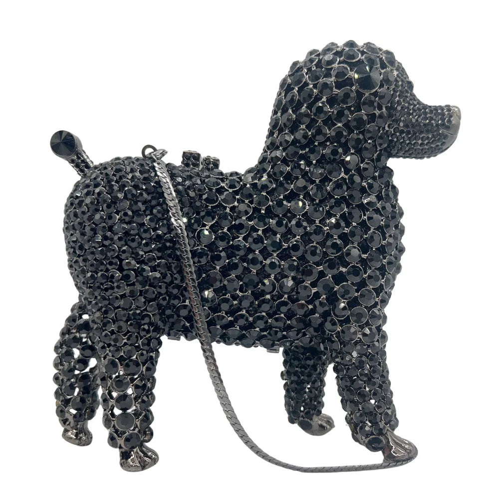 Bolsa de mão com animal incrustado de diamantes, bolsa de noite cheia de diamantes, bolsa feminina, vestido de baile, material de liga, combinação diária