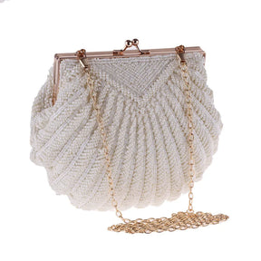 Bolsa e bolsa de casamento para mulheres, Sacos elegantes para festa à noite, Embreagens de casamento branco, Fêmea Frisada Clutch Bag Sac