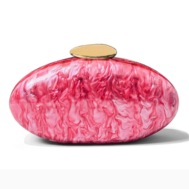 Nova moda acrílico brilhante jantar saco de mão saco de ombro em forma de ovo de ganso crossbody saco