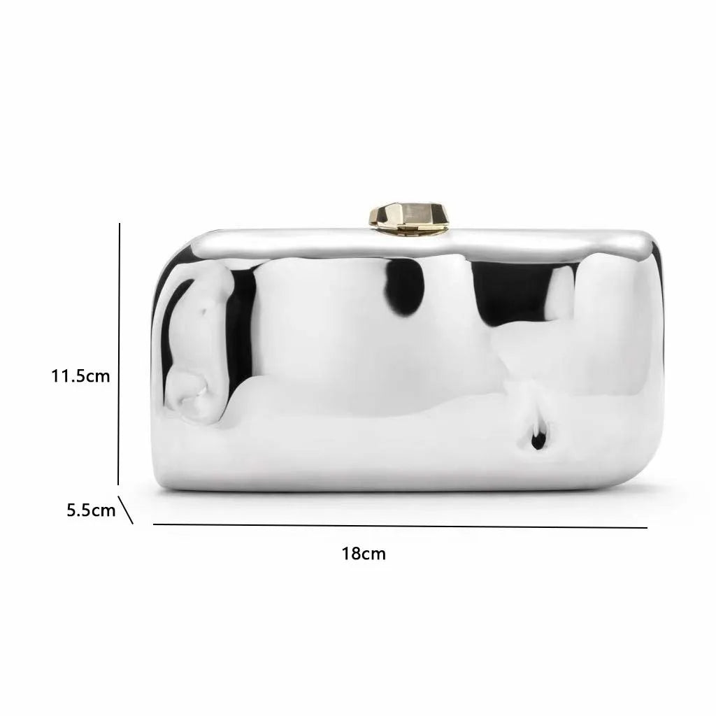 Nova Bolsa Feminina de Ombro e Transversal, Formato Concha Oval, com Fecho de Aba, em Plástico Prateado, para Festa, Noite e Praia, tipo Clutch