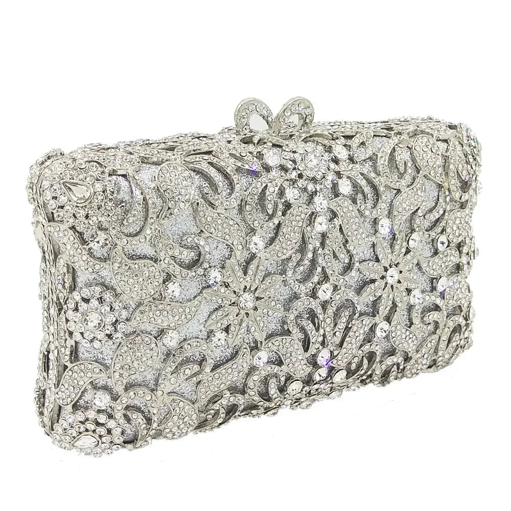 Boutique De FGG Bolsas e embreagens de noite com flores artesanais, bolsas e bolsas de mão com strass dourados, bolsa de embreagem de noiva para casamento