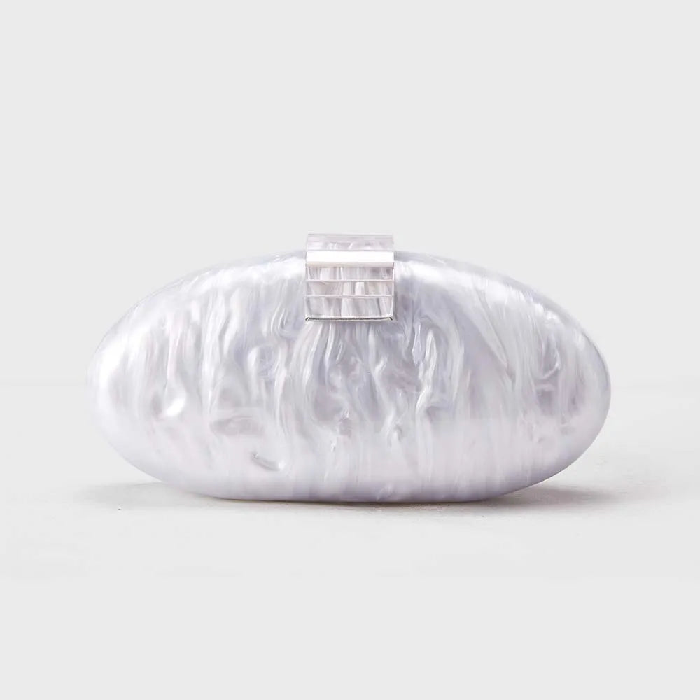 Mulheres acrílico bonito longo redondo saco de noite feminino mármore luxo festa baile bolsa casual embreagem sac uma bolsa principal e bolsa