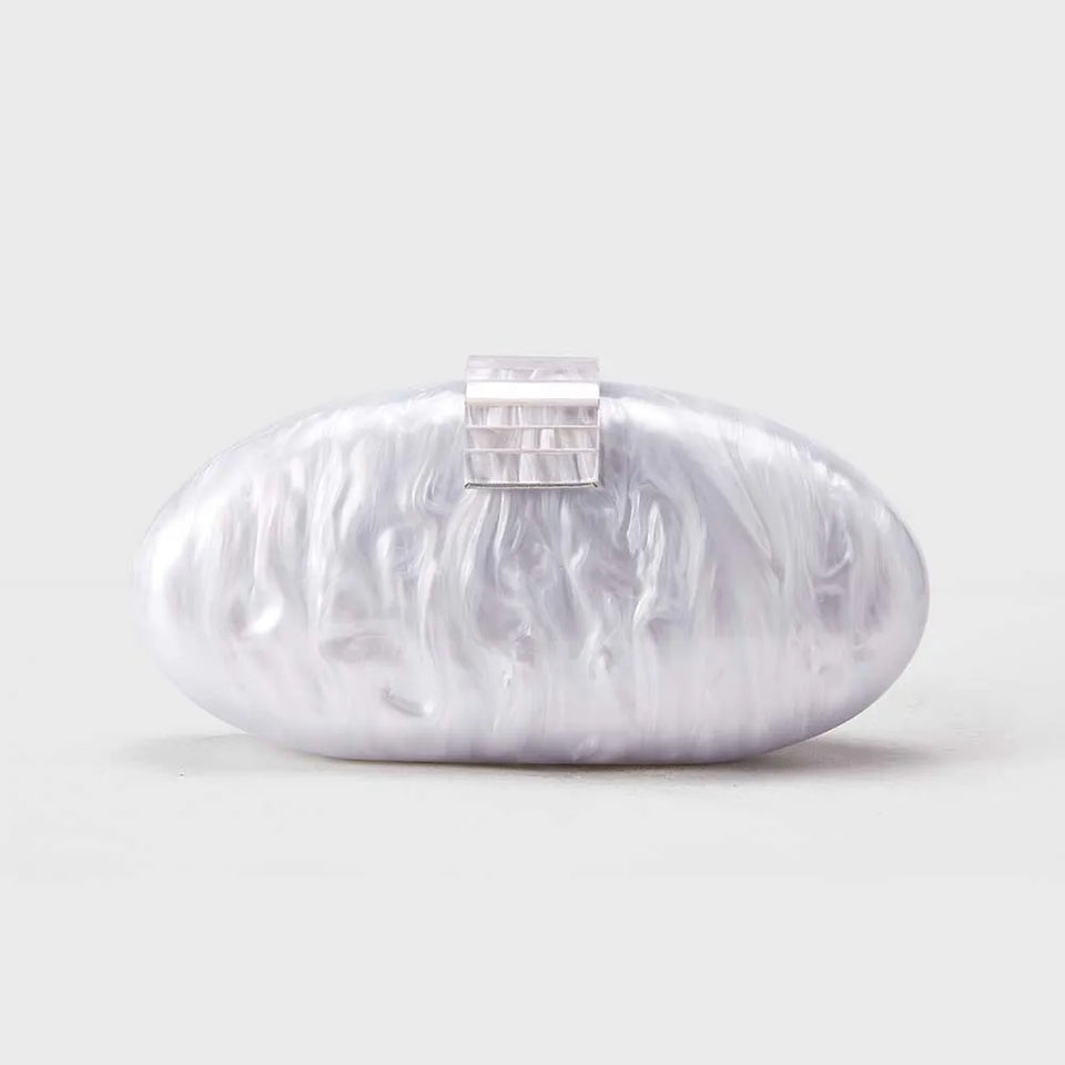 Mulheres acrílico bonito longo redondo saco de noite feminino mármore luxo festa baile bolsa casual embreagem sac uma bolsa principal e bolsa