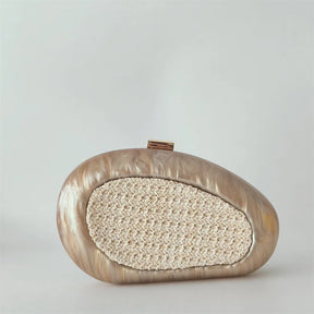 Praia nova acrílico crossbody mensageiro saco de embreagem das mulheres baile dia bolsa ombro rattan tricô café noite bolsa embreagem