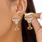 Brincos de vidro de vinho limão vintage para mulheres temperamento luz luxo incrustado strass pérola brincos meninas festa jóias presentes