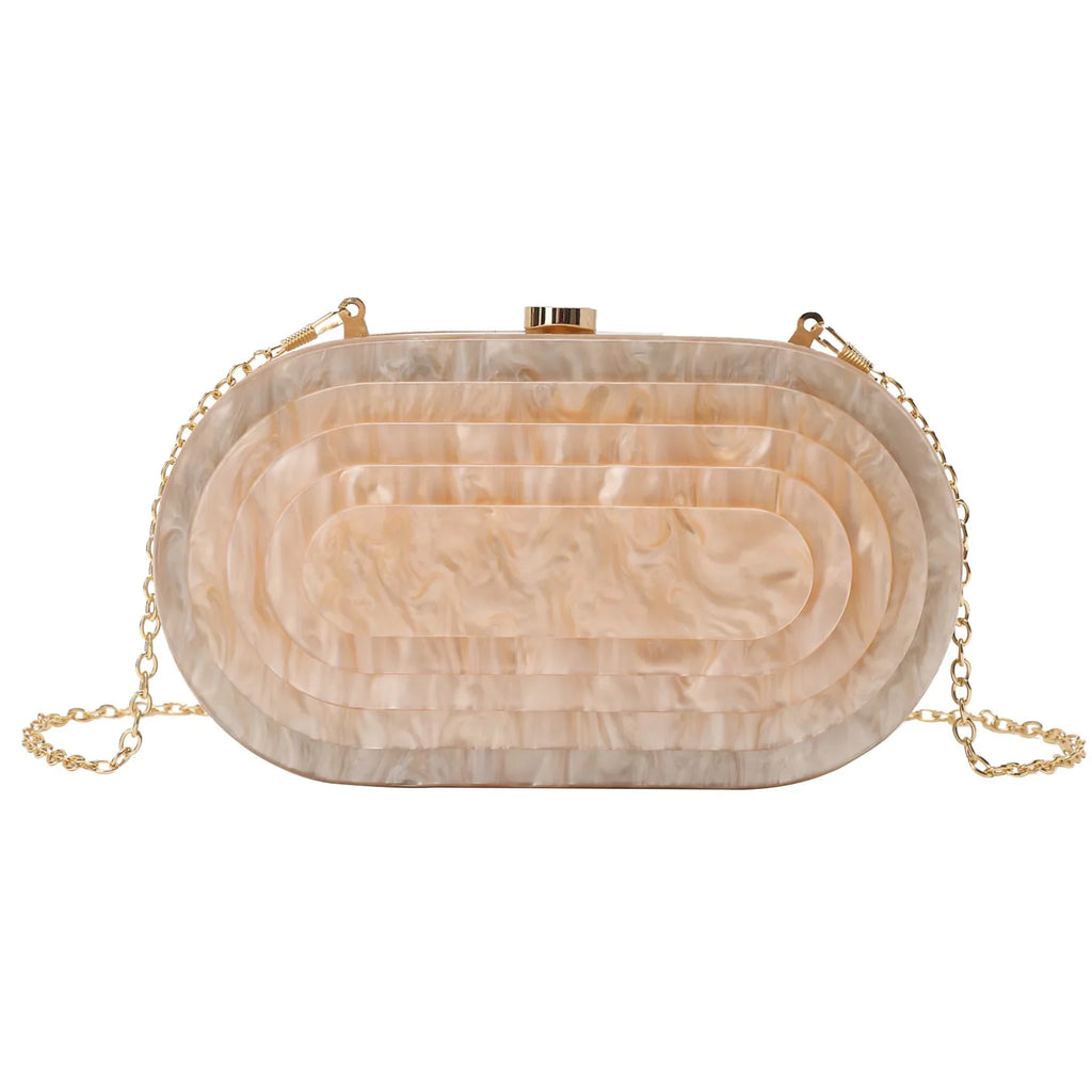 Moda acrílico bolsa de noite feminina vintage em forma de concha mármore ombro corrente saco cross-border na moda vestido de baile saco