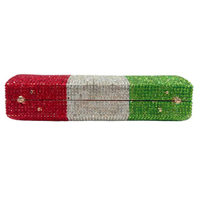 Bolsa de diamante em forma de bandeira italiana de luxo de alta qualidade, festa de casamento de diamante, bolsa, bolsa de noite, embreagem de cristal
