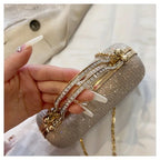Mini bolsa de noite brilhante, bolsa com corrente de strass, bolsa de banquete com glitter de luxo, perfeita para festa, casamento, baile, jantar/banquete