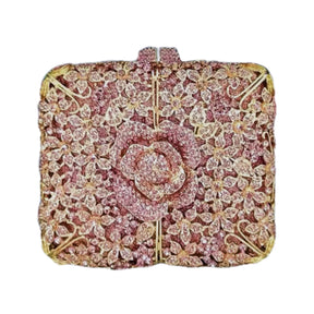 Bolsa de cristal nova flor diamante conjunto jantar saco banquete festa oco diamante embreagem bolsa feminina