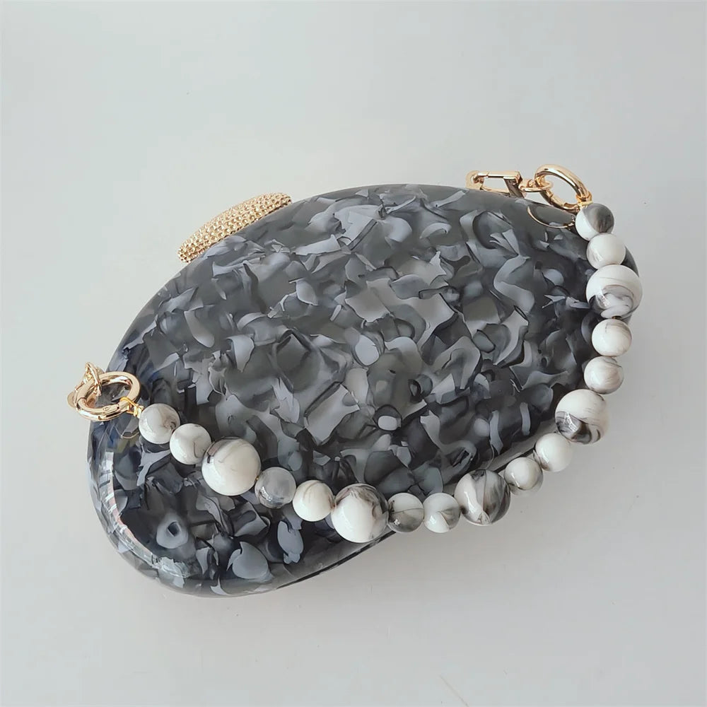 Bolsa de mão oval crossbody concha elegante carteiras de mão femininas sacos de noite ombro nova forma especial bolsas de casamento acrílico