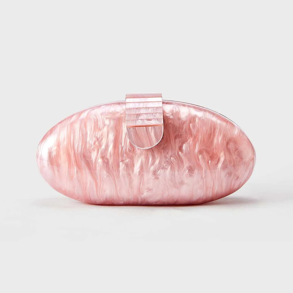 Mulheres acrílico bonito longo redondo saco de noite feminino mármore luxo festa baile bolsa casual embreagem sac uma bolsa principal e bolsa