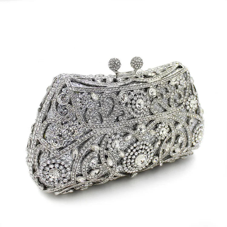 Novo luxo multi-cor em forma de bolinho cristal oco design strass saco de embreagem com caixa de presente senhoras saco de noite