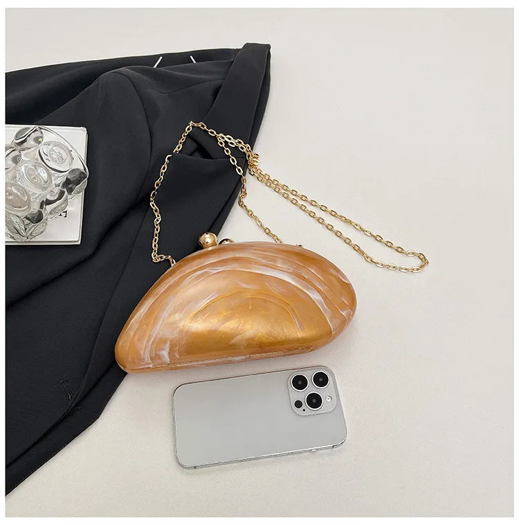 Bolsa de mão de noite acrílica em formato irregular, bolsa de mão luxuosa brilhante para mulheres, bolsa para vestido de festa de coquetel