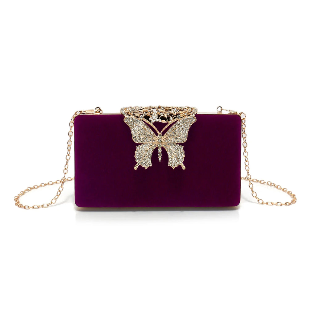 Mulheres sacos de noite borboleta ouro dia embreagem strass ombro corrente festa titular bolsas para moda senhora bolsa