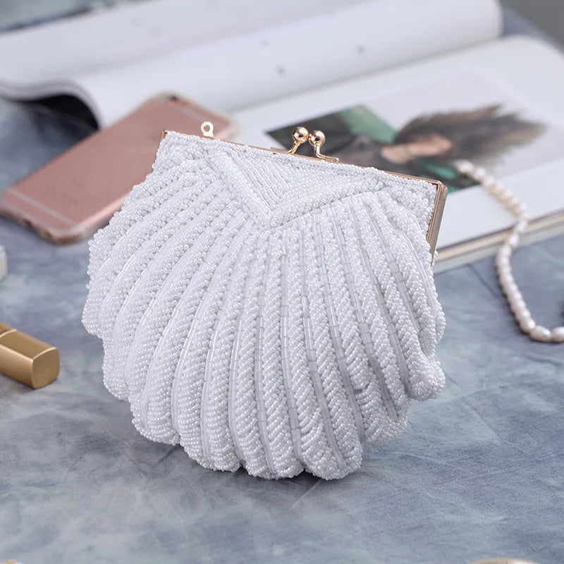 Bolsa e bolsa de casamento para mulheres, Sacos elegantes para festa à noite, Embreagens de casamento branco, Fêmea Frisada Clutch Bag Sac