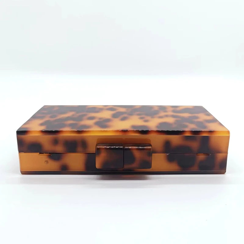 Marca de luxo bolsa embreagem do vintage âmbar leopardo impressão padrão acrílico saco elegante senhora festa casamento corrente sacos ombro carteiras